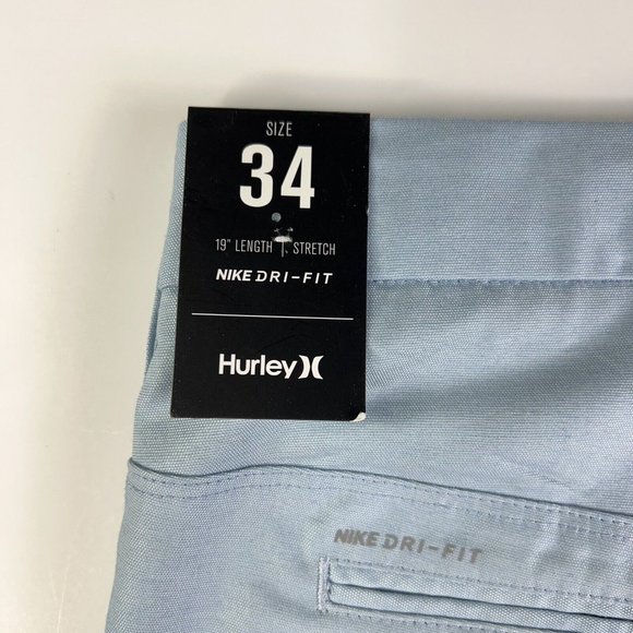 Hurley Mens Nike Dri-Fit Breathe 19" Walk Shorts Blue Stretch Pockets 34 New - Picture 7 of 10